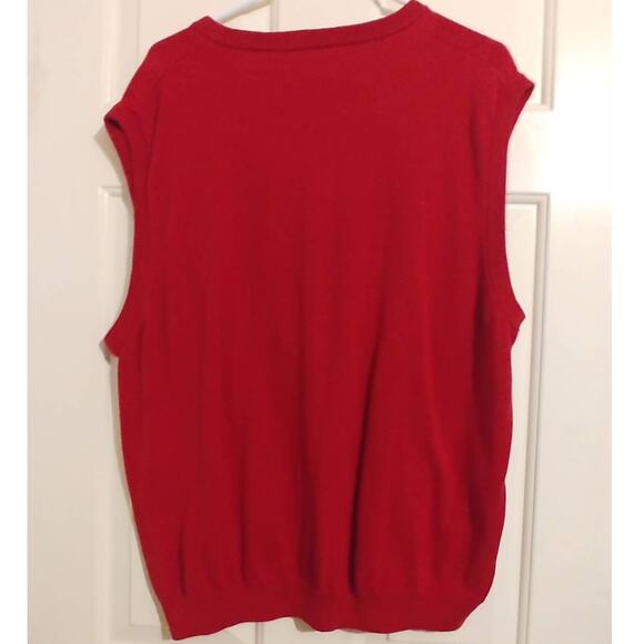 Vintage Saddlebred Grandpa Sweater Vest V-Neck Diamond Shape Red XL - Picture 4 of 4